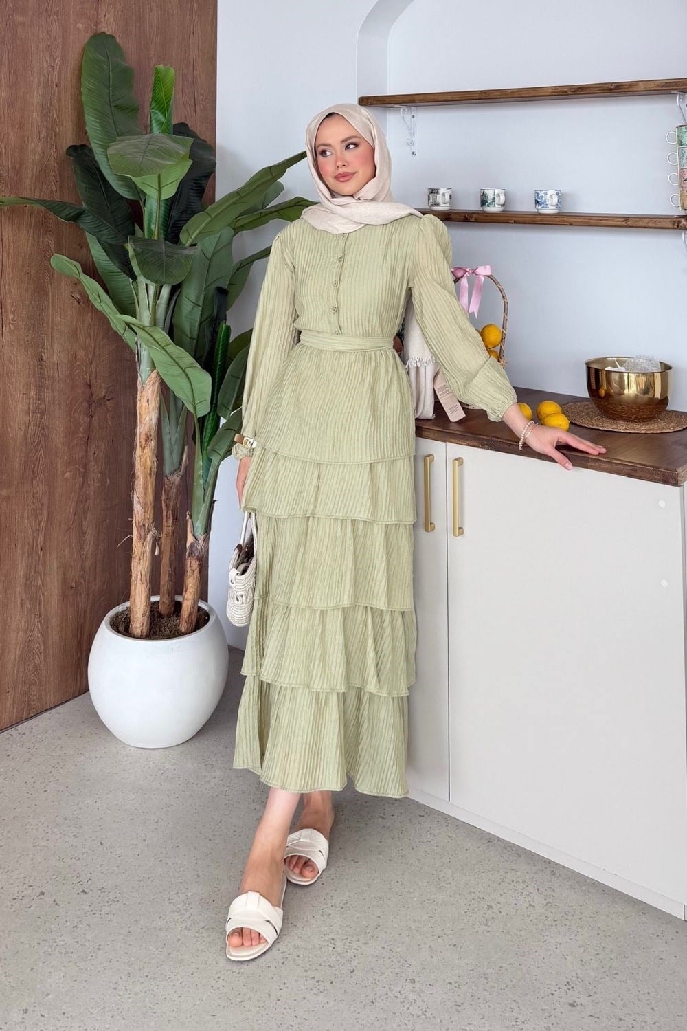 Breezy Ruffle Ribbed Dress