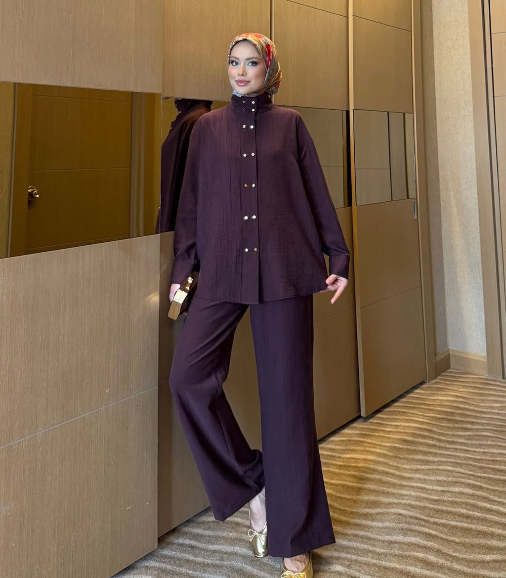 The Luxe Gold Button Modest Set