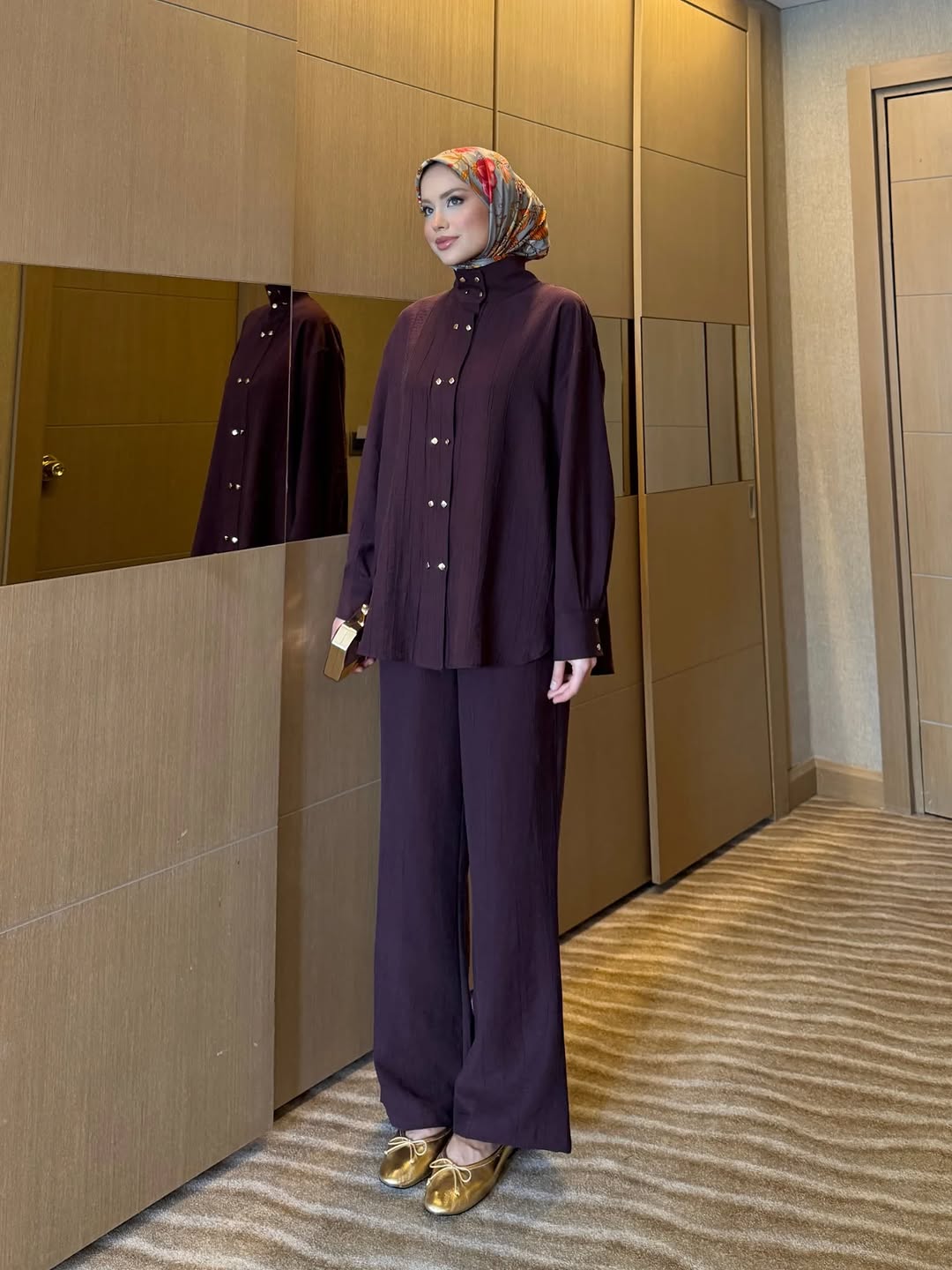 The Luxe Gold Button Modest Set