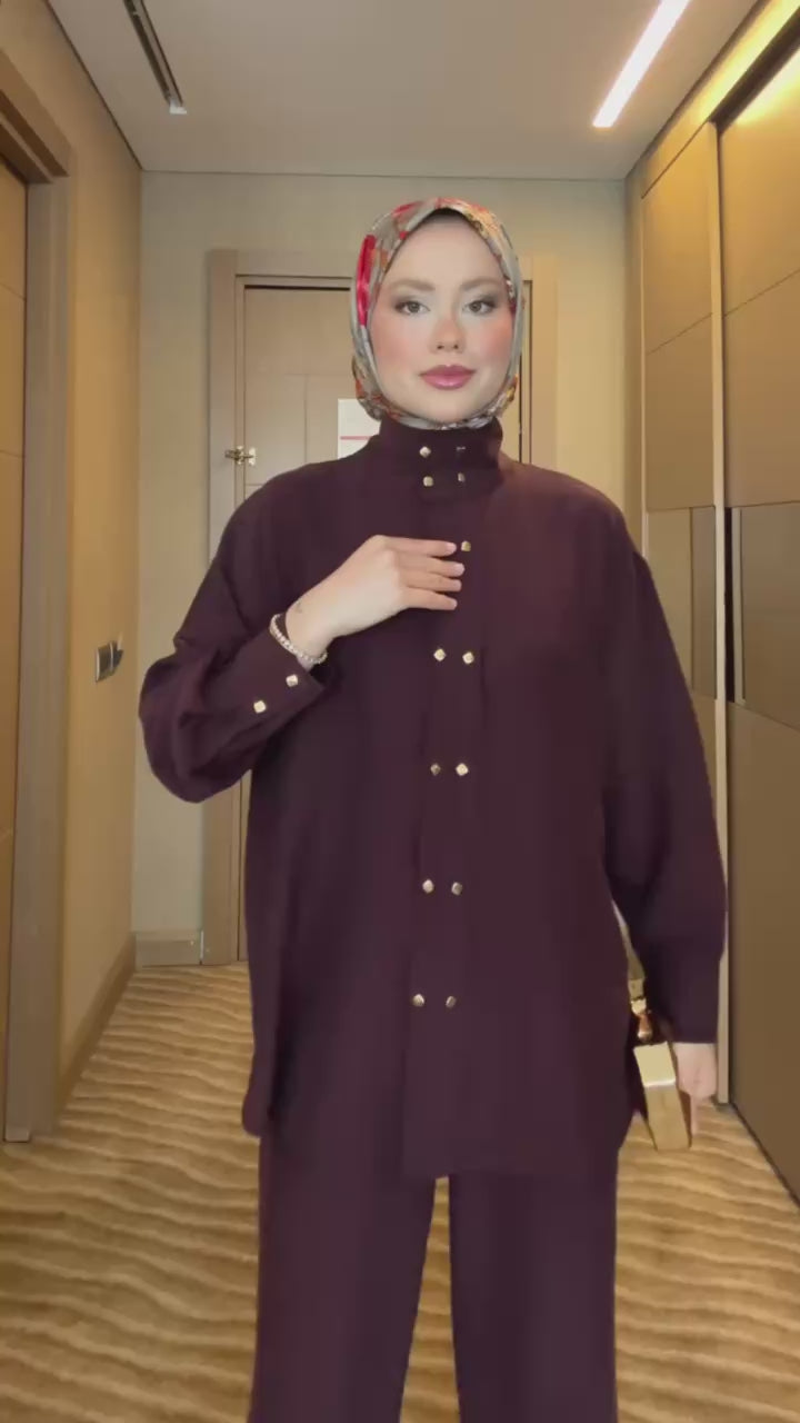 The Luxe Gold Button Modest Set